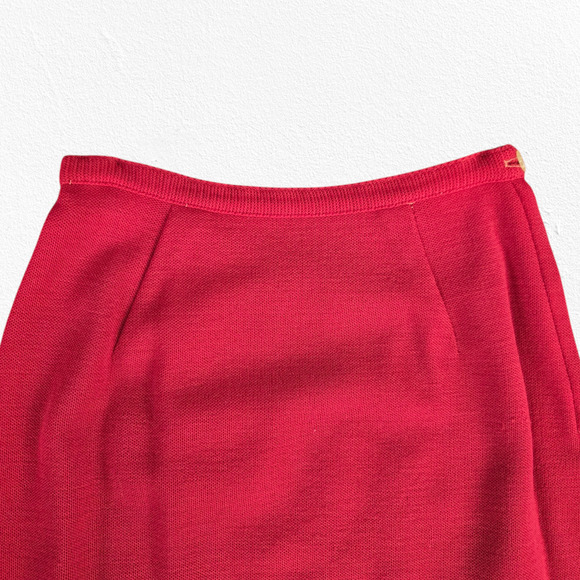 50s Vintage Red Open Front Double Breasted Blazer Pencil Skirt Wool Set Size 2 - Picture 11 of 16